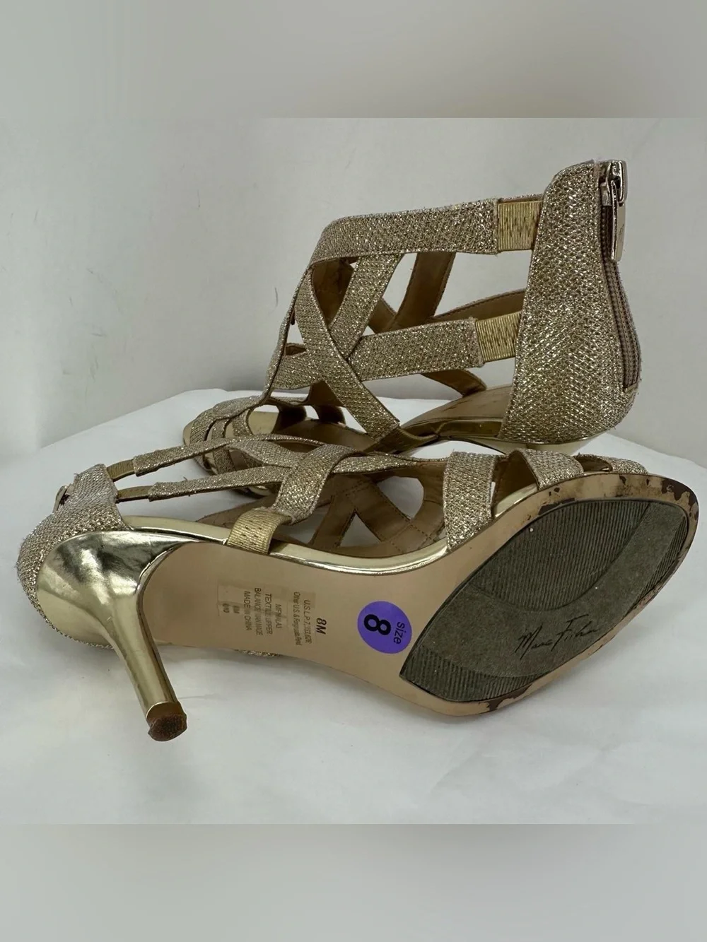 Marc Fisher gold glitter heels